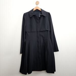 Maslavi Jovani Pleated Long Sleeve Midi Shirt Dress Black Structured Puff NEW 2